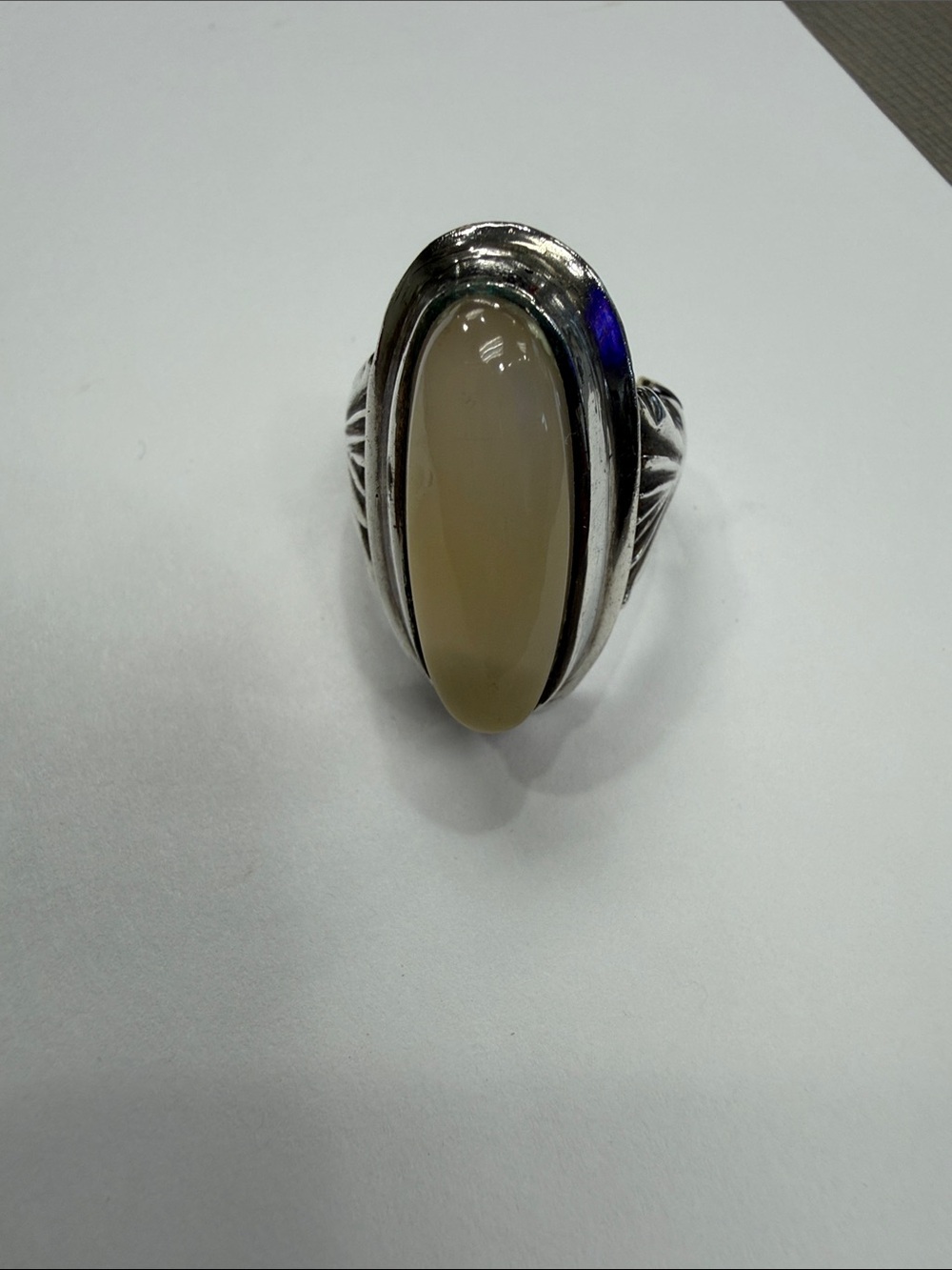 Sterling Silver Moonstone Oval Cocktail Ring - White